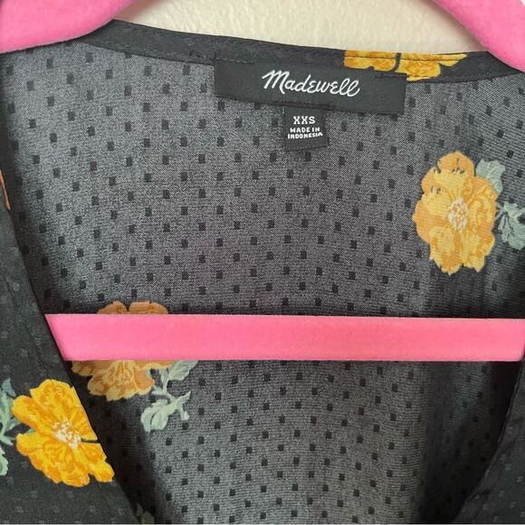 Madewell Floral Bubble-Sleeve Wrap Top XXS - Picture 4 of 9